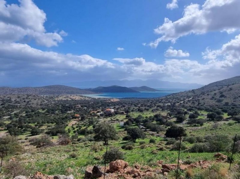 Plaka bei Elounda Kreta, Plaka: Baugrundstück mit Panoramablick auf Spinalonga und die Elounda-Bucht zu verkaufen Grundstück kaufen